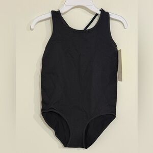 NWT All in Motion Girls Black Ribbed Seamless Leotard Size XS (4/5)
